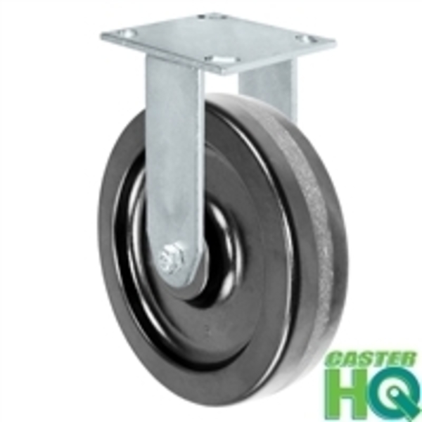 Casterhq 8"x2" Kingpinless Rigid Plate Caster, Phenolic Wheel, 1,400 lbs Ca 40CR820PH84B-03